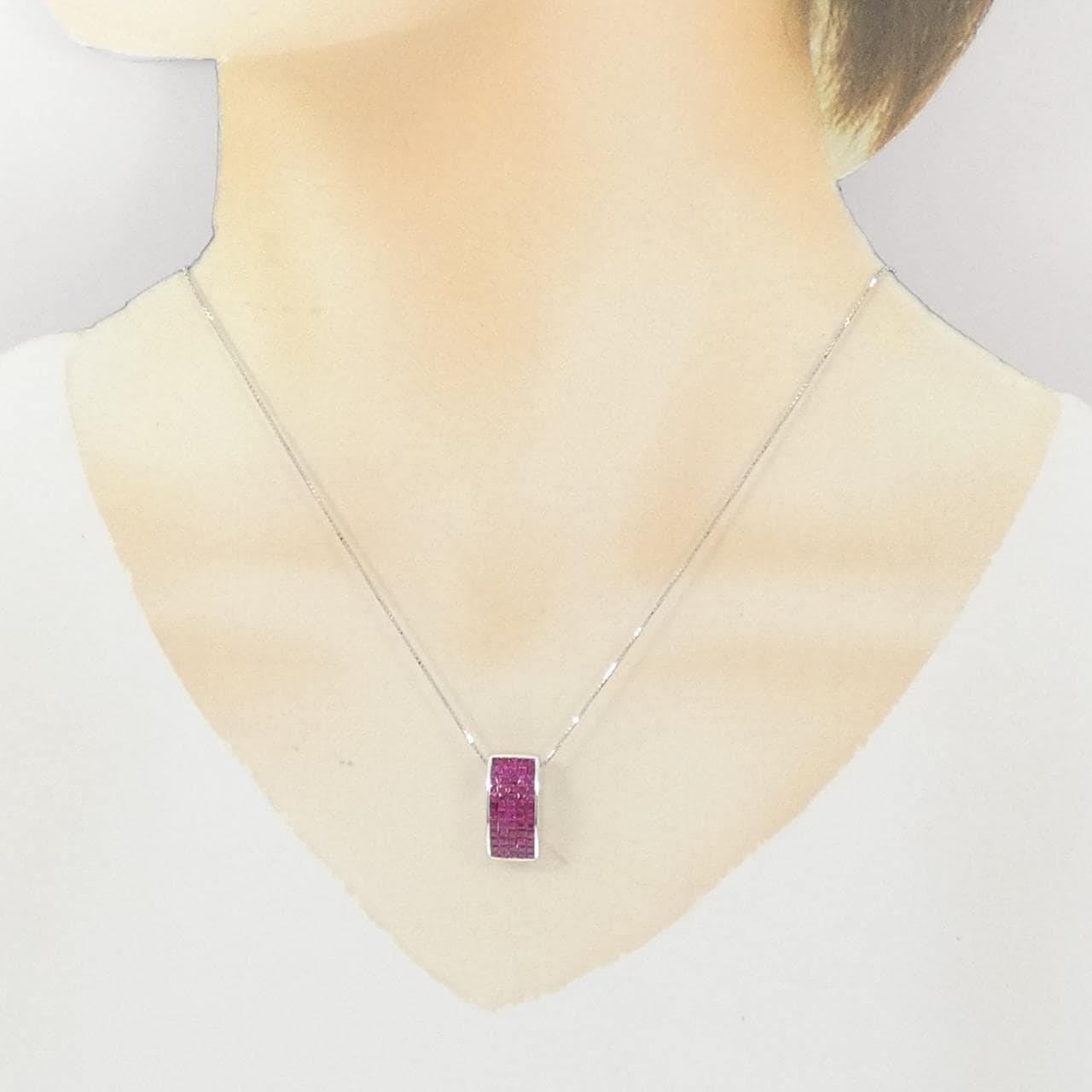 K18WG ルビー ネックレス 1.45CT