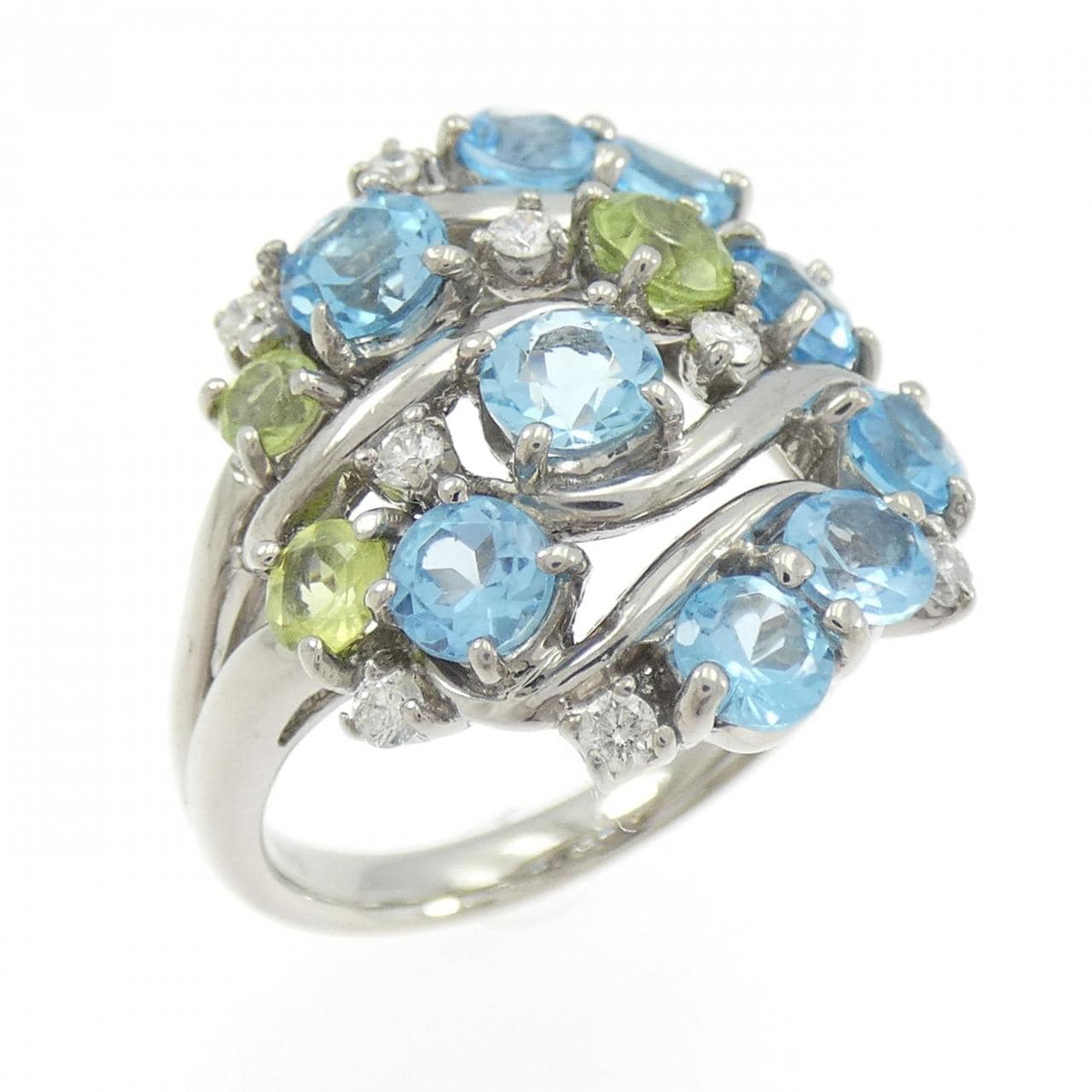 K18WG カラーストーン リング