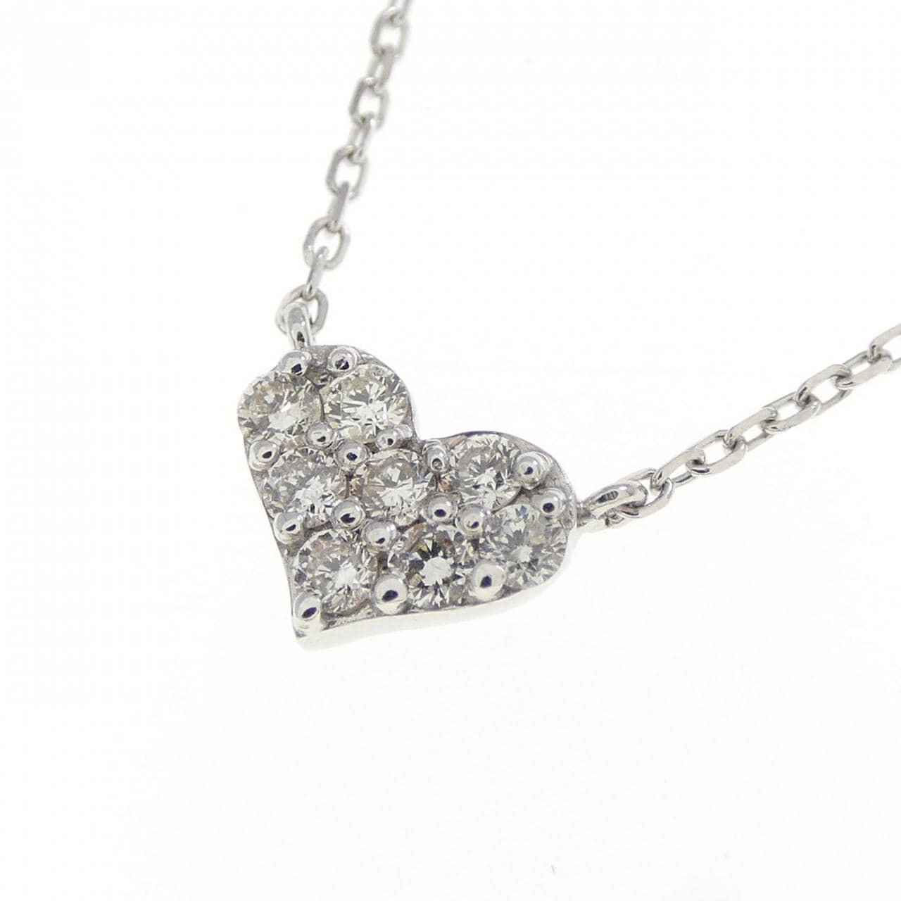K18WG ハート ダイヤモンド ネックレス 0.13CT