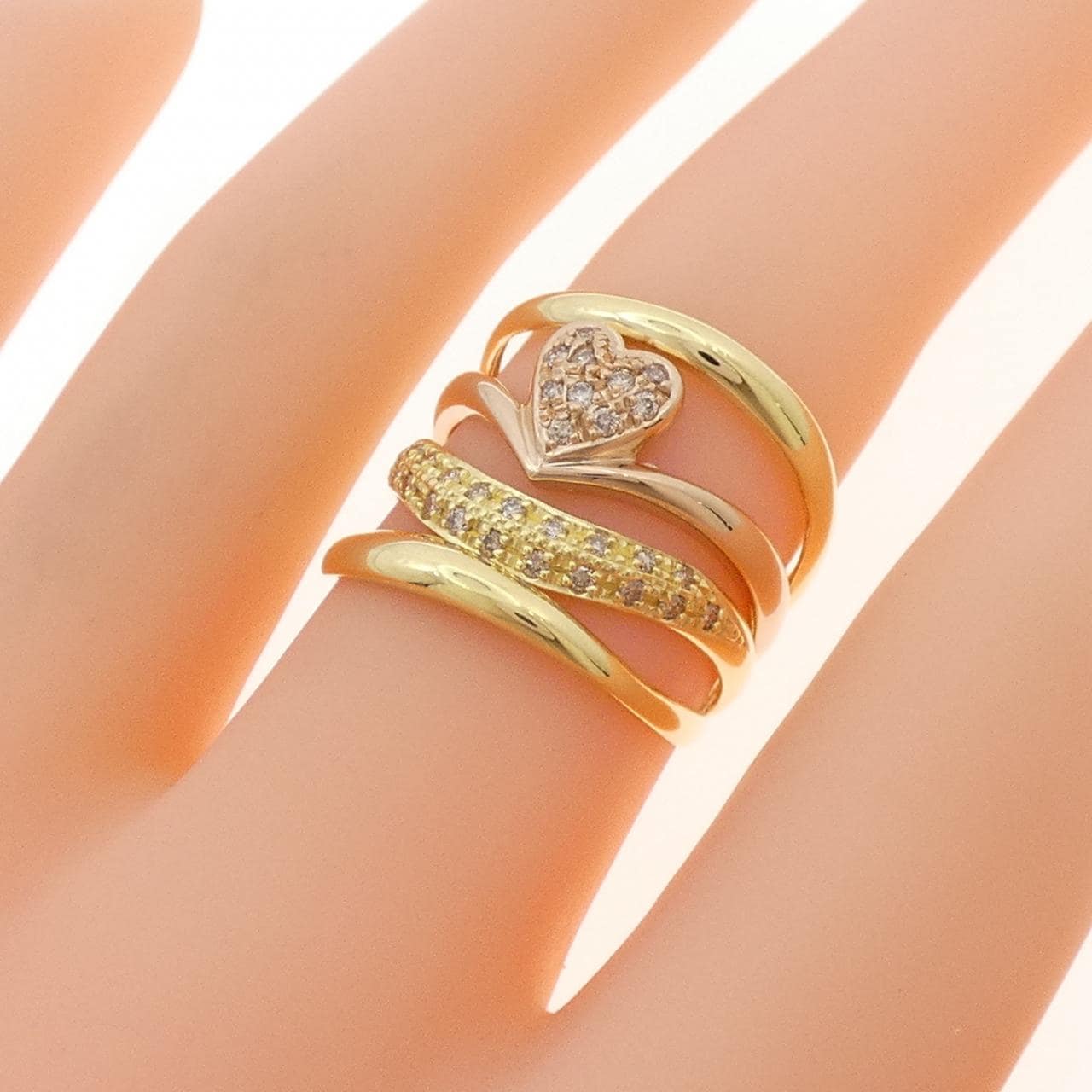 K18YG/K18PG ハート ダイヤモンド リング 0.25CT