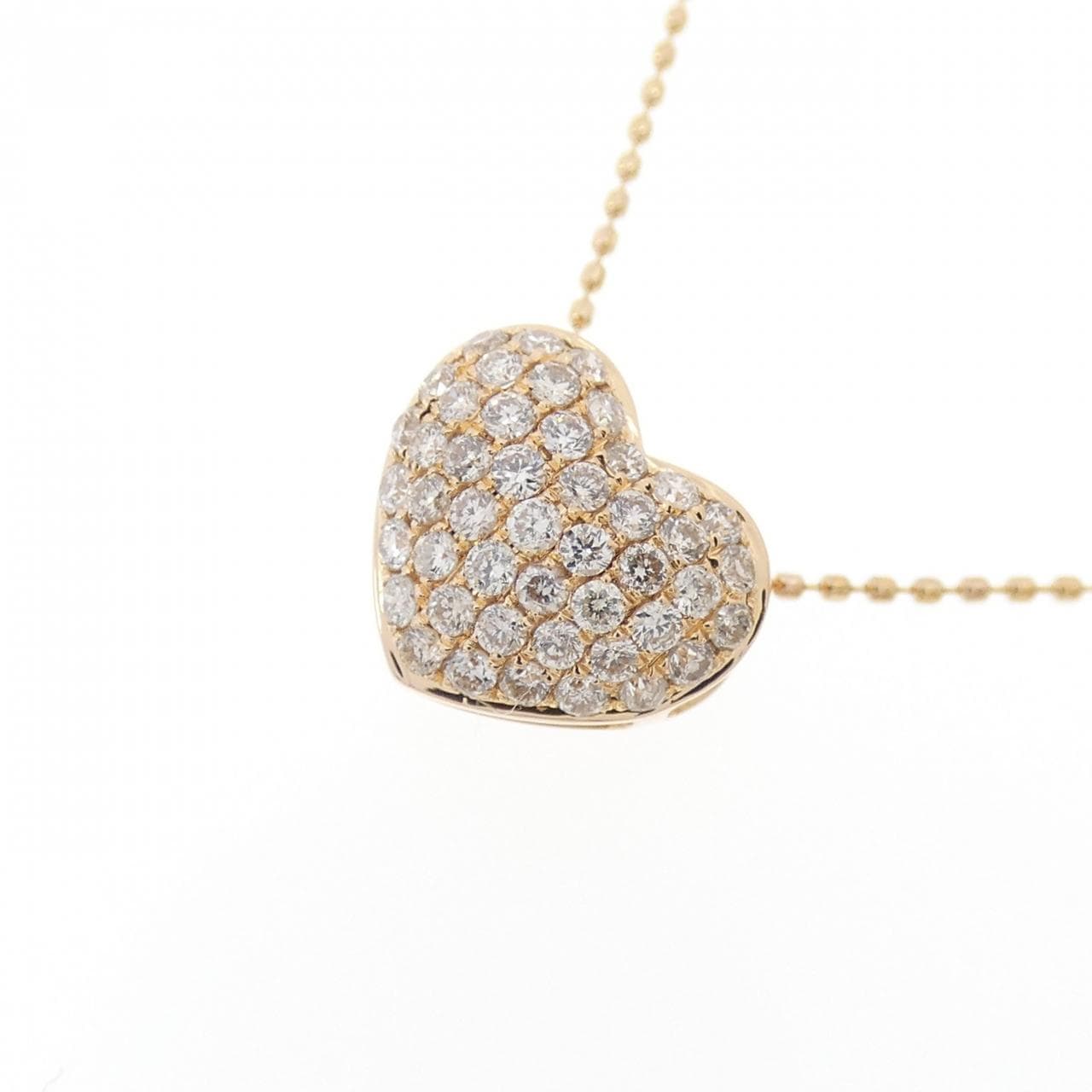 K18PG ハート パヴェ ダイヤモンド ネックレス 0.40CT
