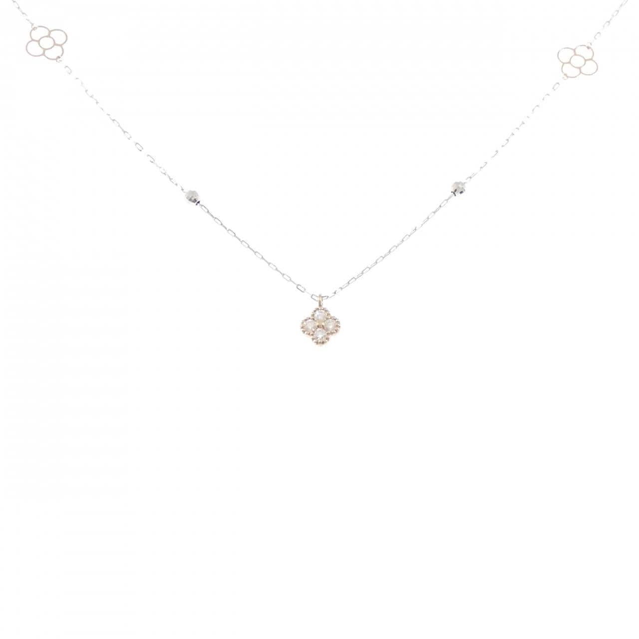 K18WG/K18PG Flower Diamond Necklace 0.20CT
