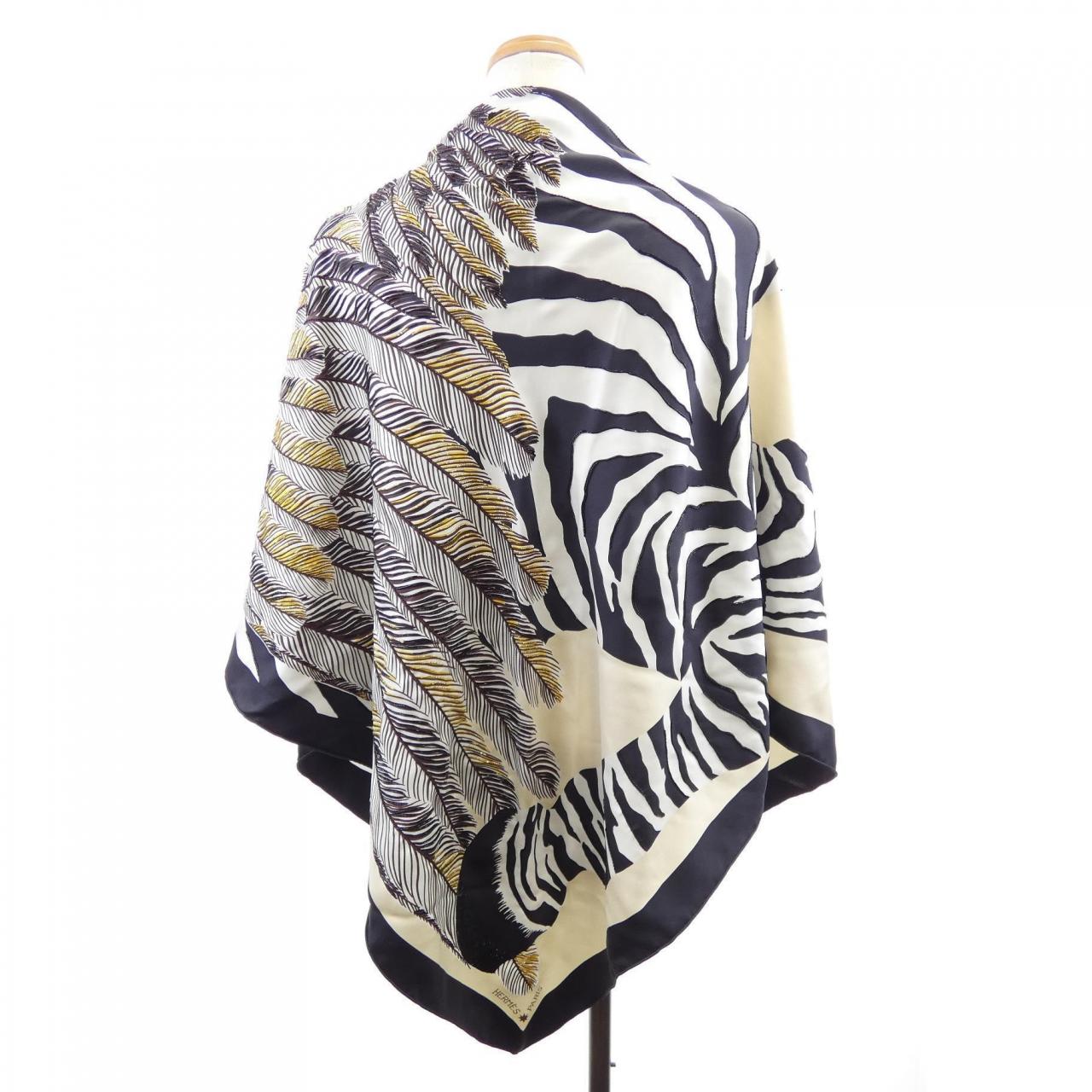 エルメス HERMES ZEBRA PEGASUS EMBROIDERED 882816S トライアングルジェアン ショール