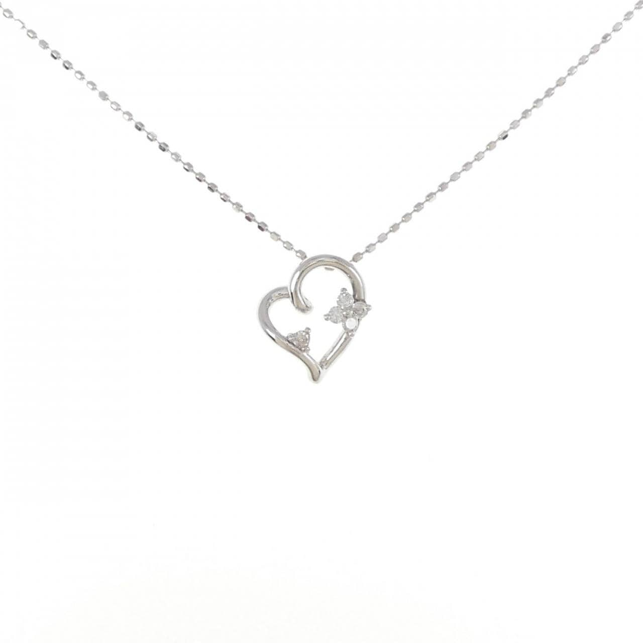 K18WG heart Diamond necklace 0.05CT