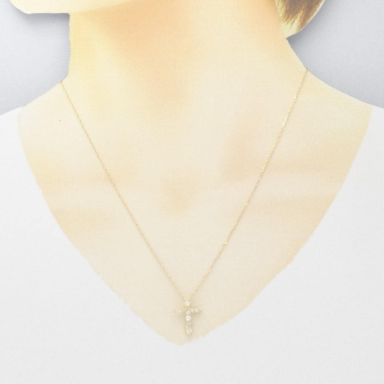 K18YG クロス ダイヤモンド ネックレス 0.50CT
