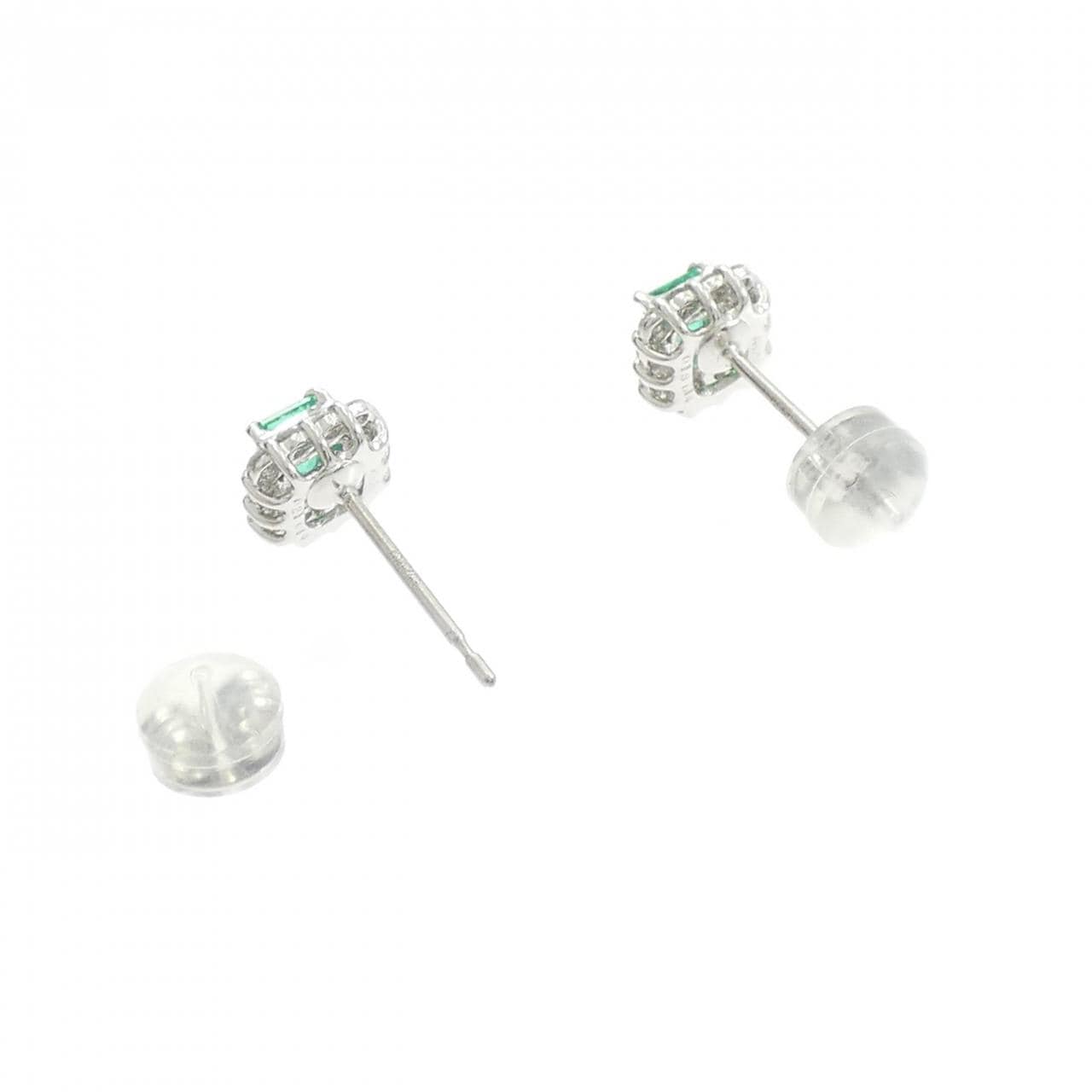 PT900/K14WG エメラルド ピアス 0.39CT