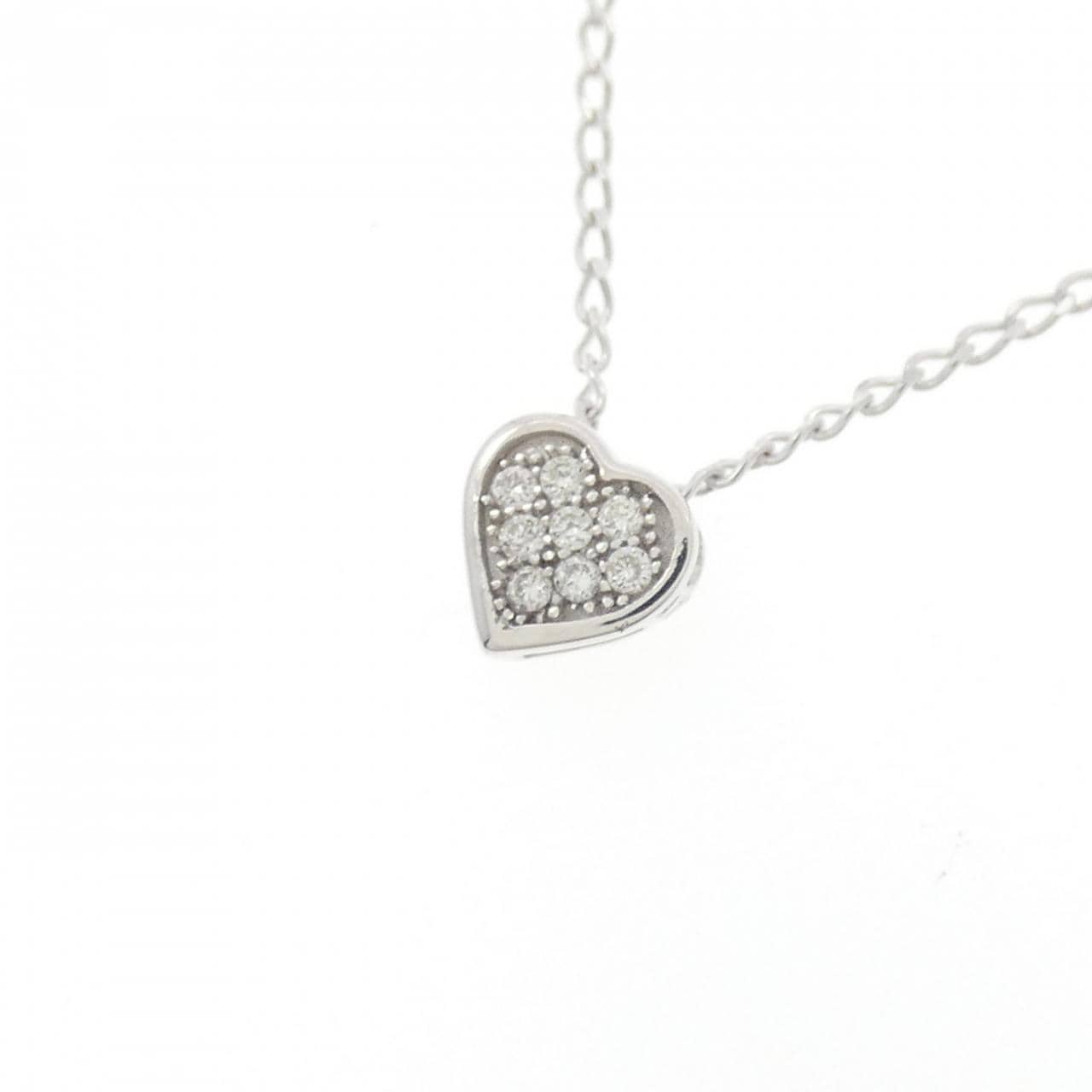 K10WG ハート ダイヤモンド ネックレス