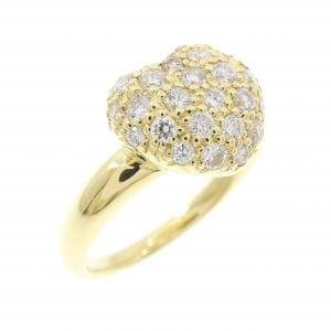K18YG ハート パヴェ ダイヤモンド リング 0.50CT