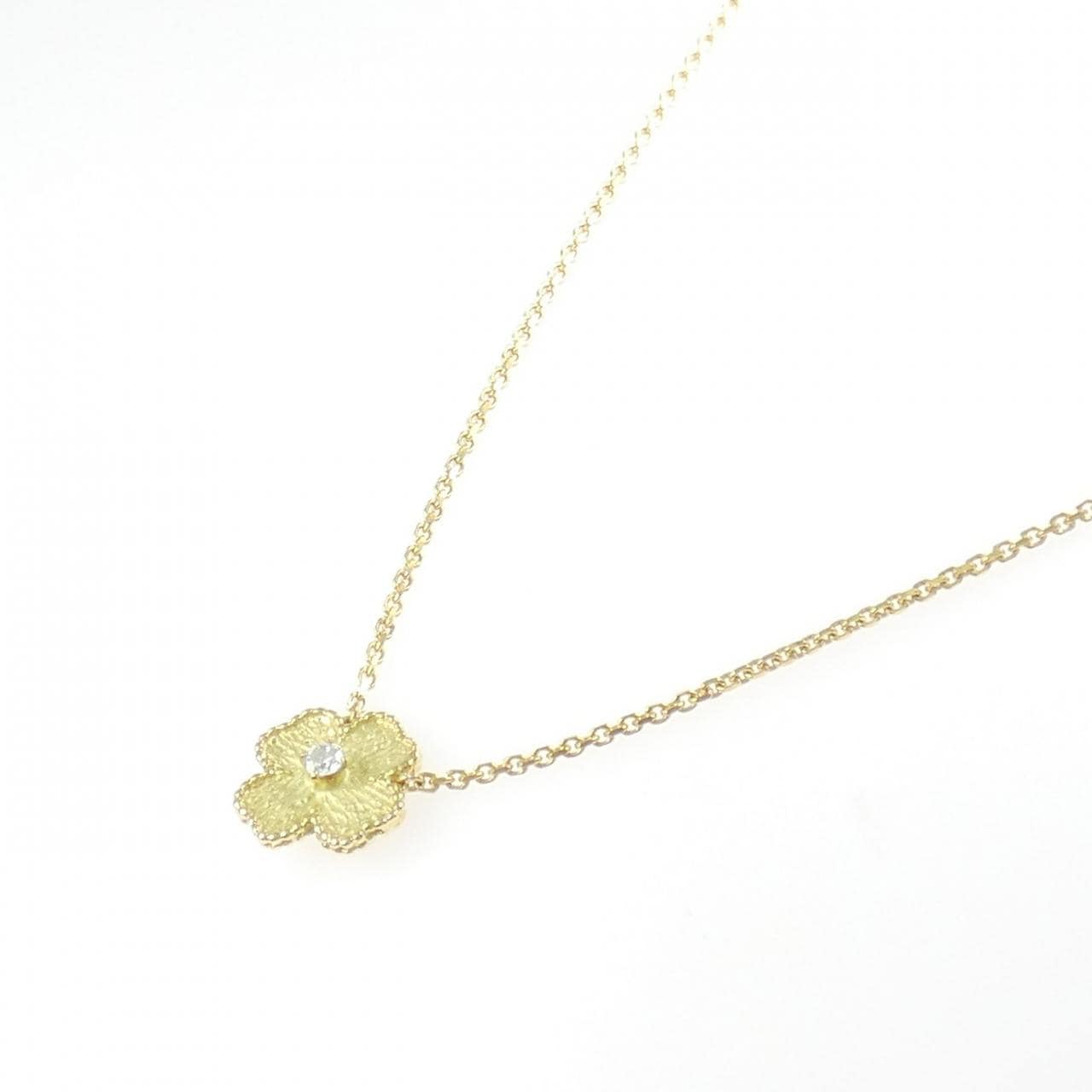 750YG フラワー ダイヤモンド ネックレス 0.12CT