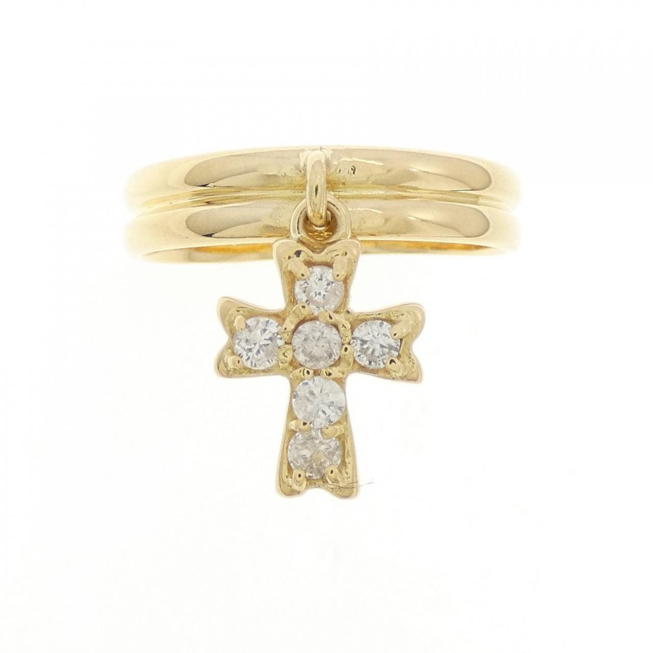 K18YG cross Diamond ring 0.20CT