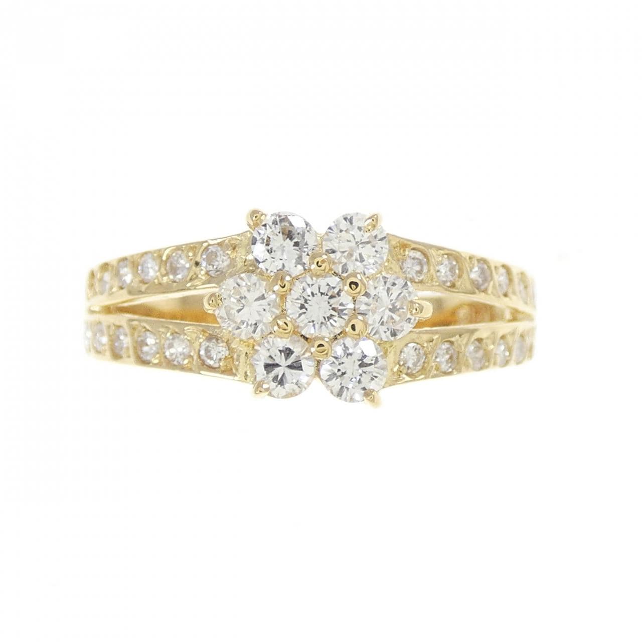 K18YG flower Diamond ring 0.53CT