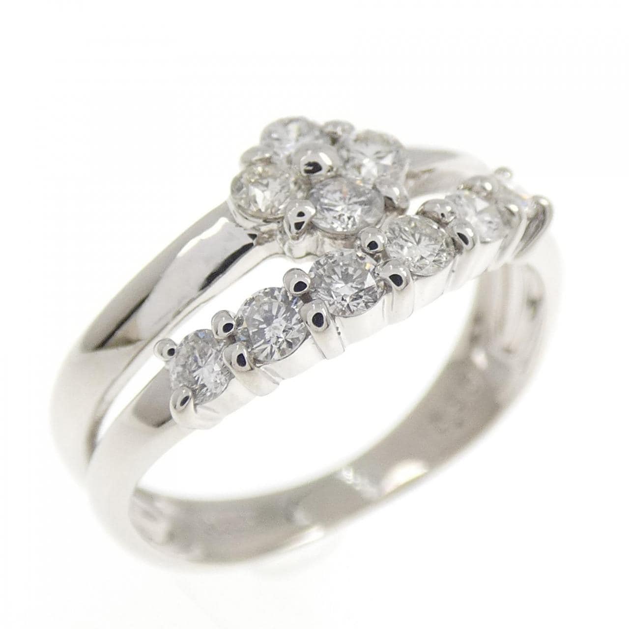 PT900 フラワー ダイヤモンド ピンキー リング 0.30CT