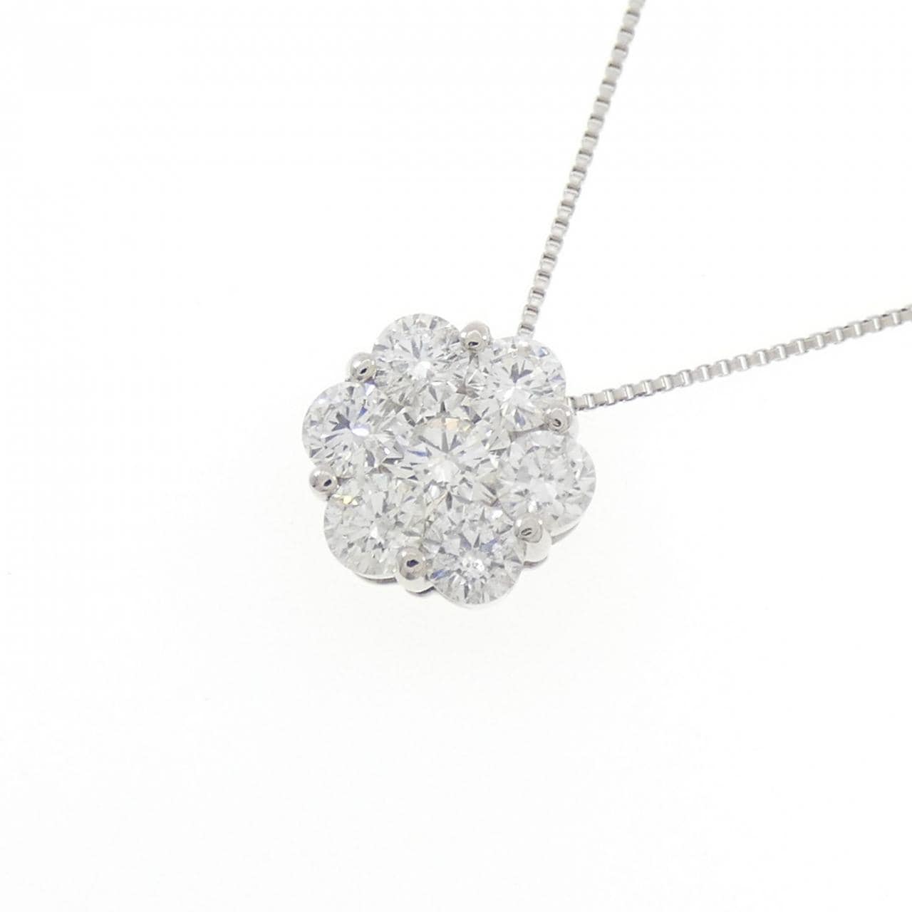 PT900/PT850 フラワー ダイヤモンド ネックレス 1.00CT