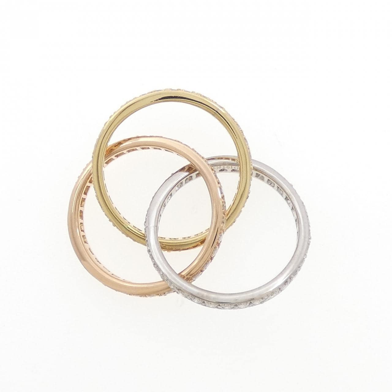 K18スリーカラー フルエタニティ ダイヤモンド リング 1.91CT