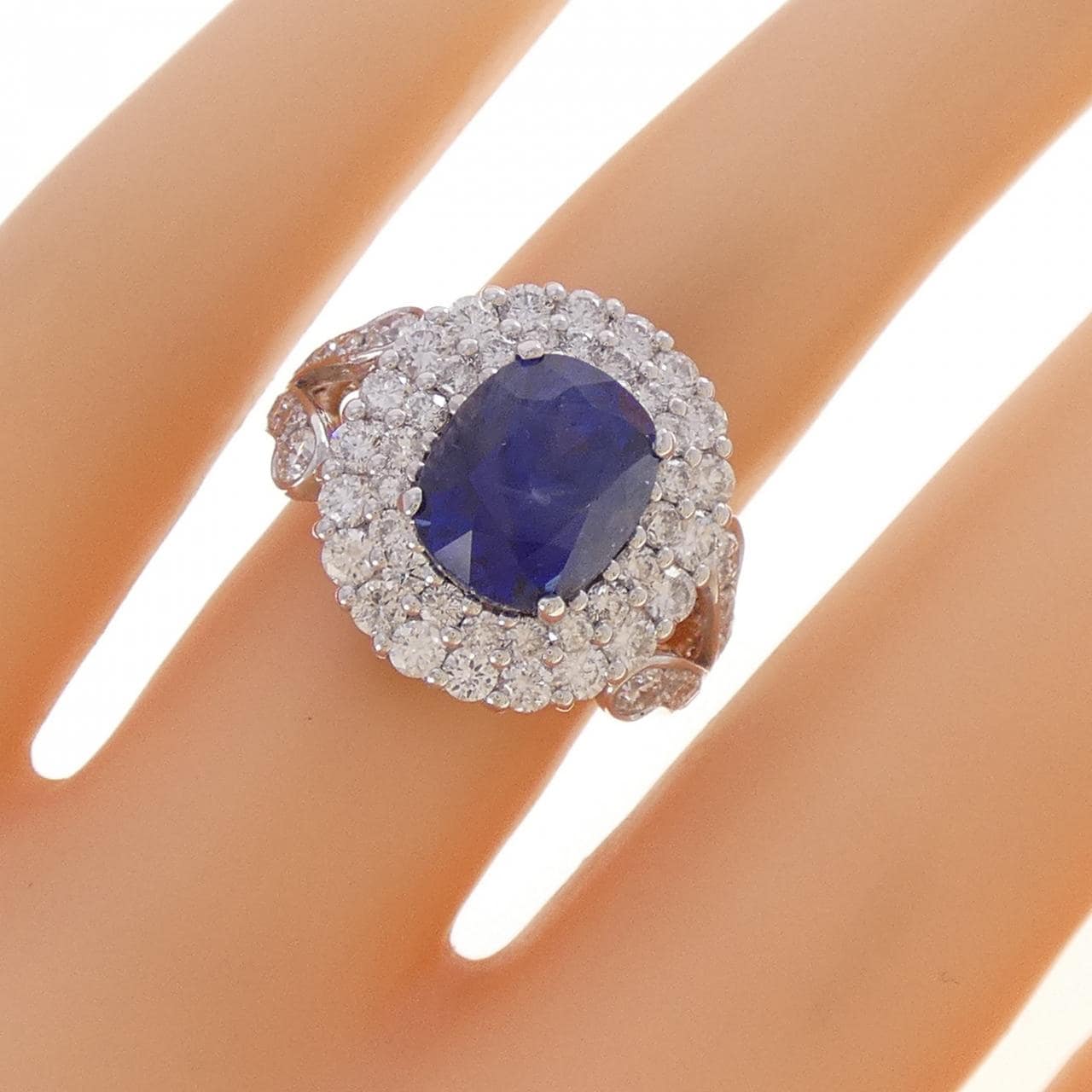 750WG 非加熱 サファイヤ リング 4.24CT スリランカ産