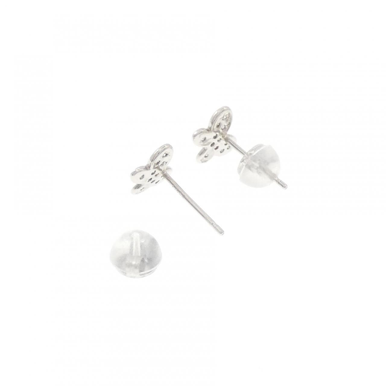 K14WG バタフライ ダイヤモンド ピアス 0.10CT