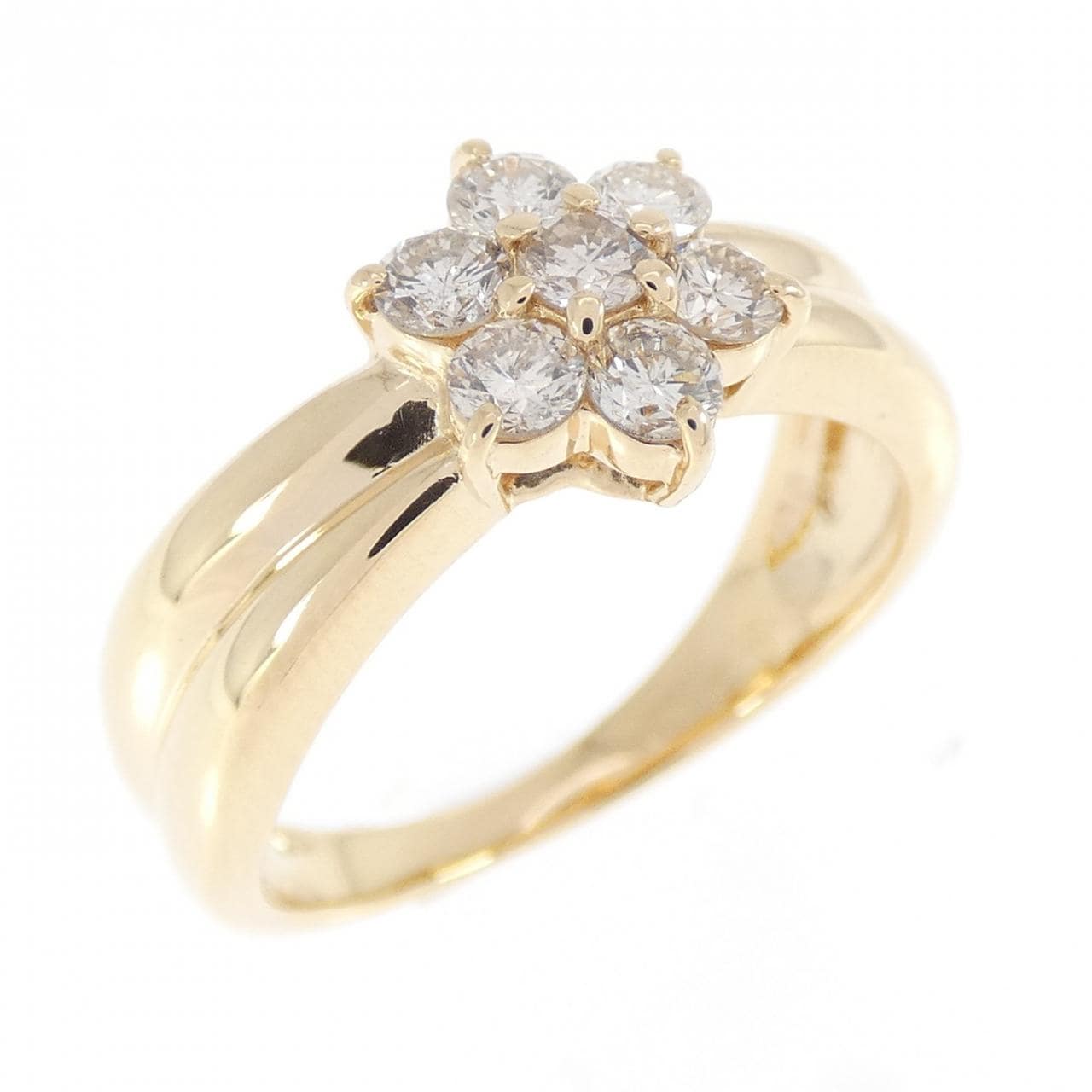 K18YG フラワー ダイヤモンド リング 0.50CT