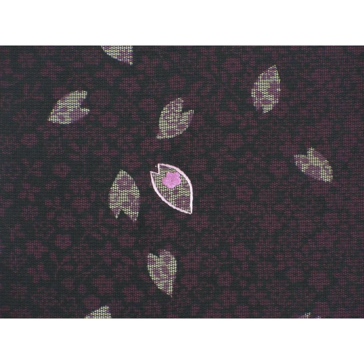 紬　縞大島紬　琉球貝紫　刺繍入り