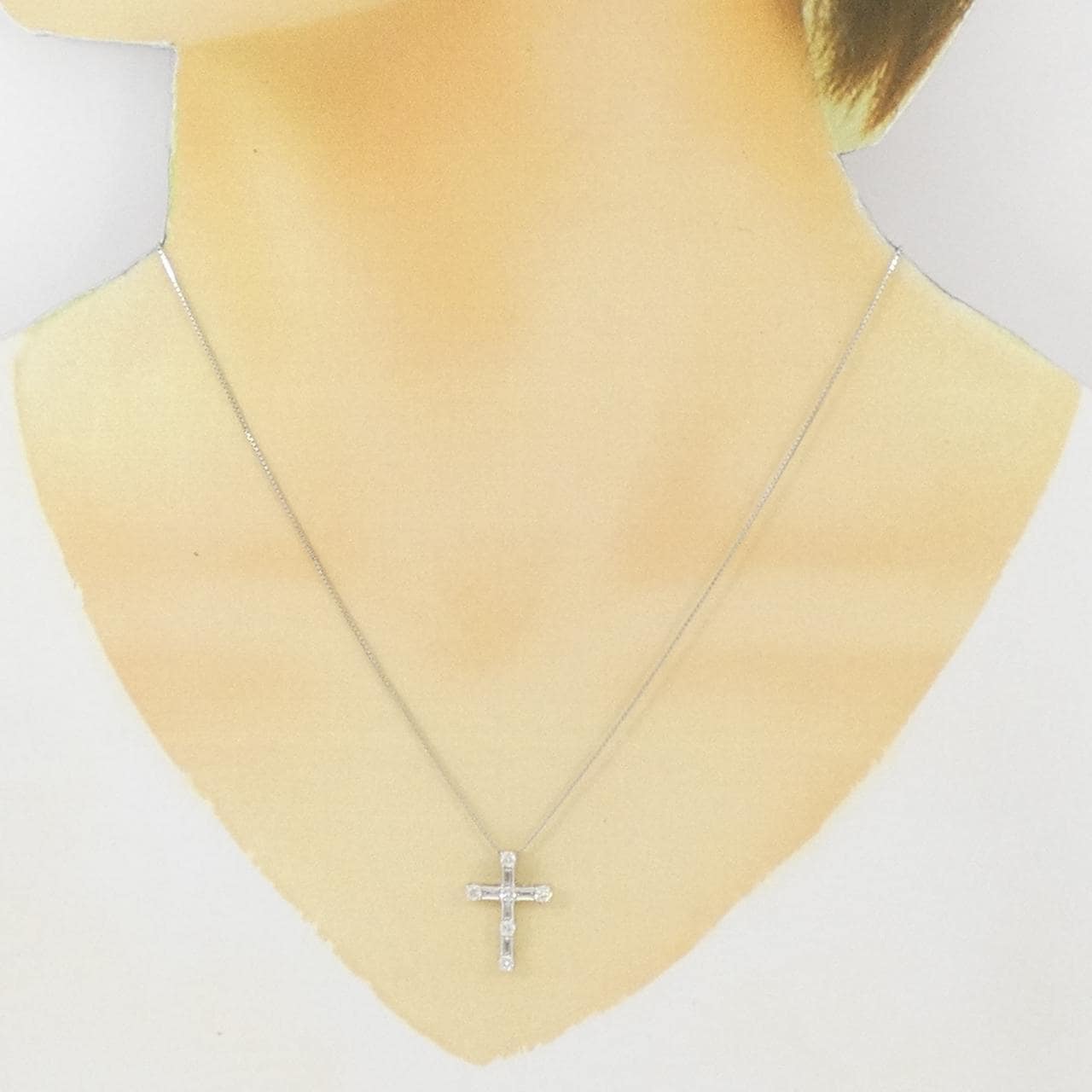 K18WG クロス ダイヤモンド ネックレス 0.50CT