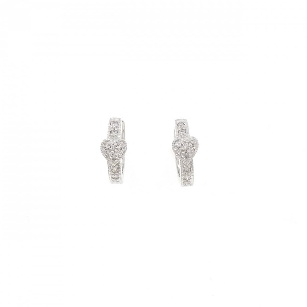 K18WG ハート ダイヤモンド ピアス 0.12CT