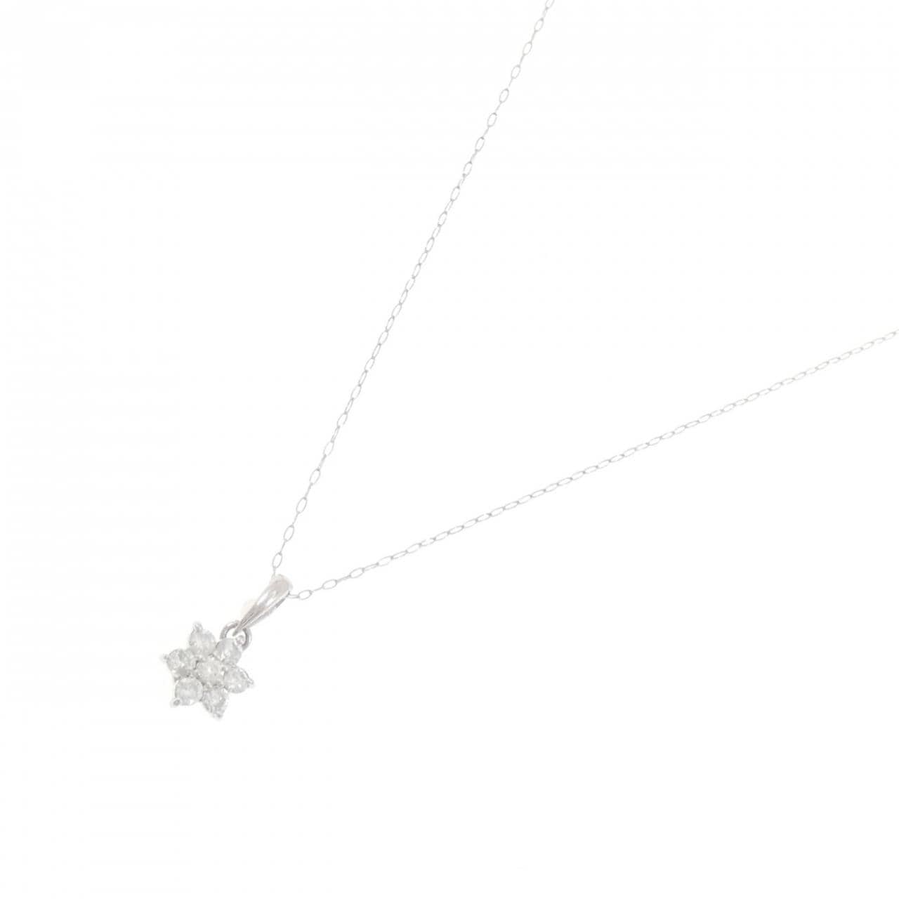 PT900/PT850 フラワー ダイヤモンド ネックレス 0.30CT