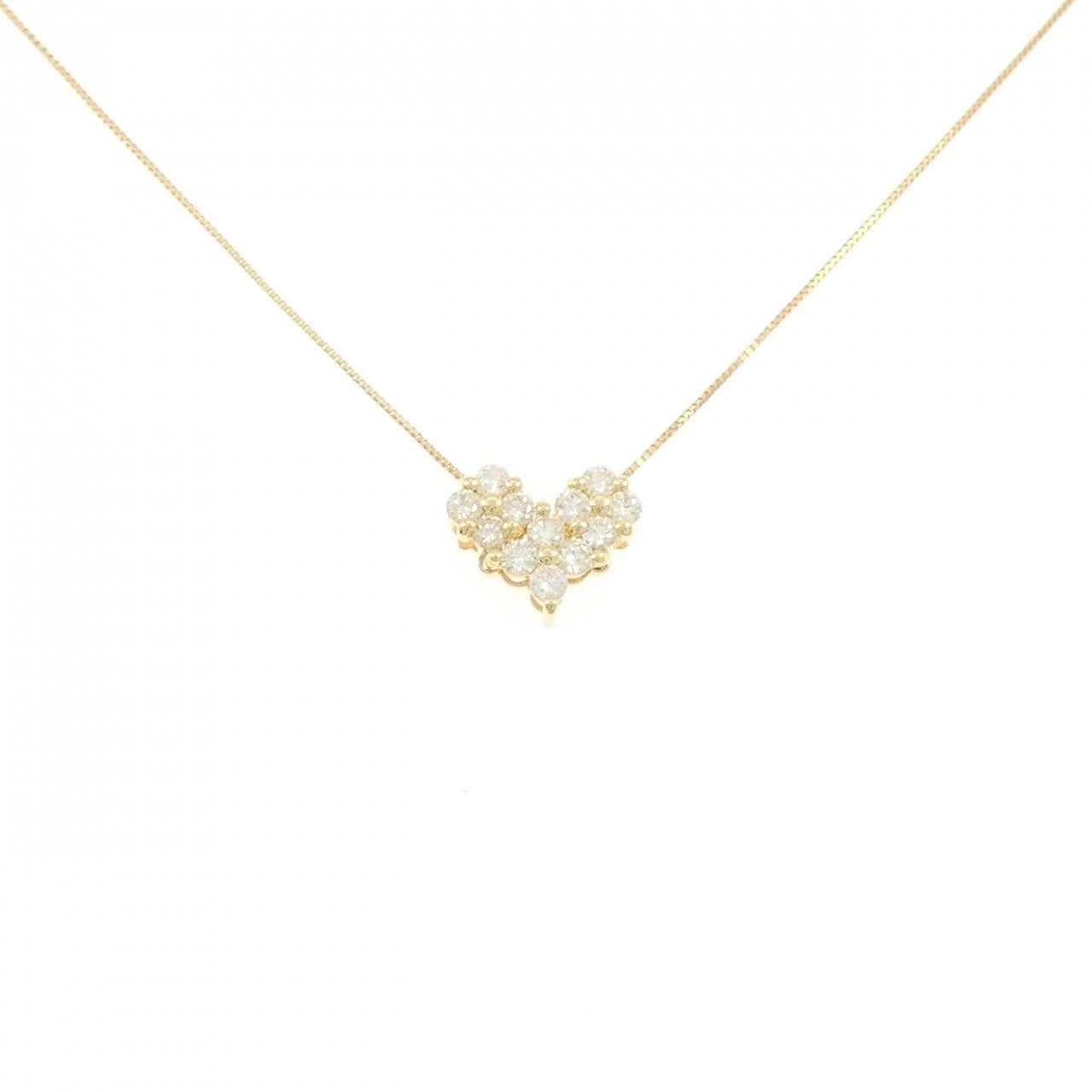 K18YG 2WAY フラワー×ハート ダイヤモンド ネックレス 0.50CT