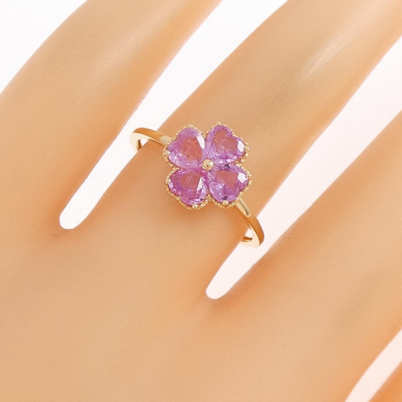 K18YG フラワー サファイヤ リング 1.13CT