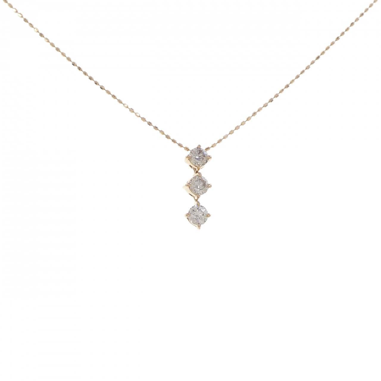 K18PG スリーストーン ダイヤモンド ネックレス 0.50CT