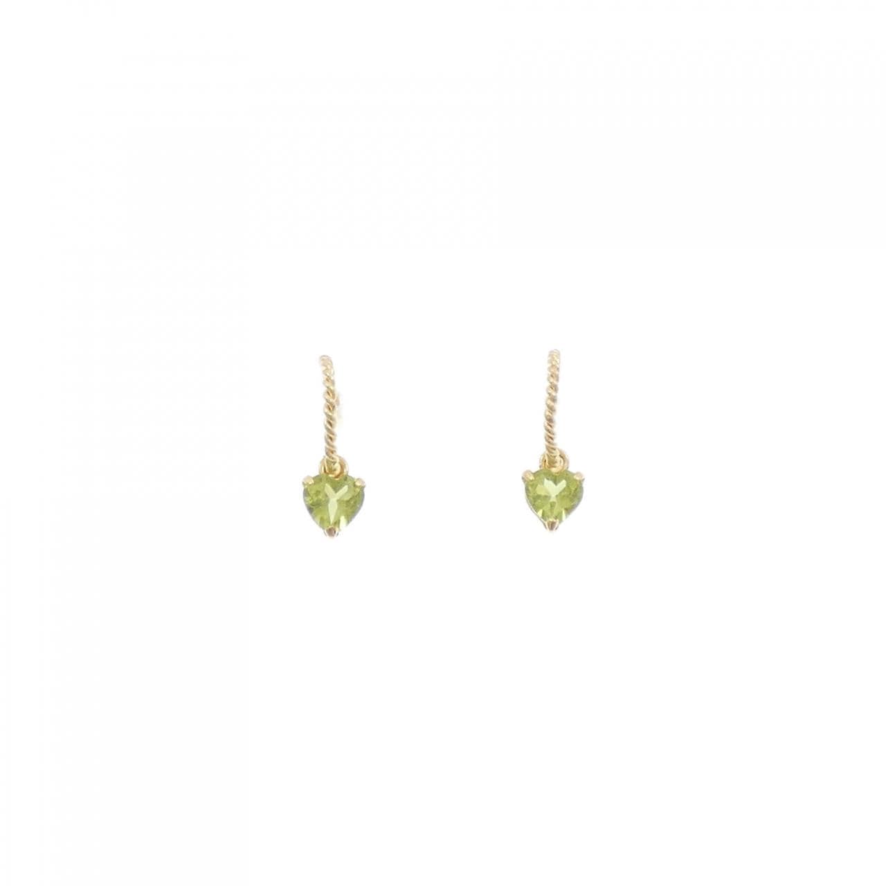 K18YG ハート ペリドット ピアス