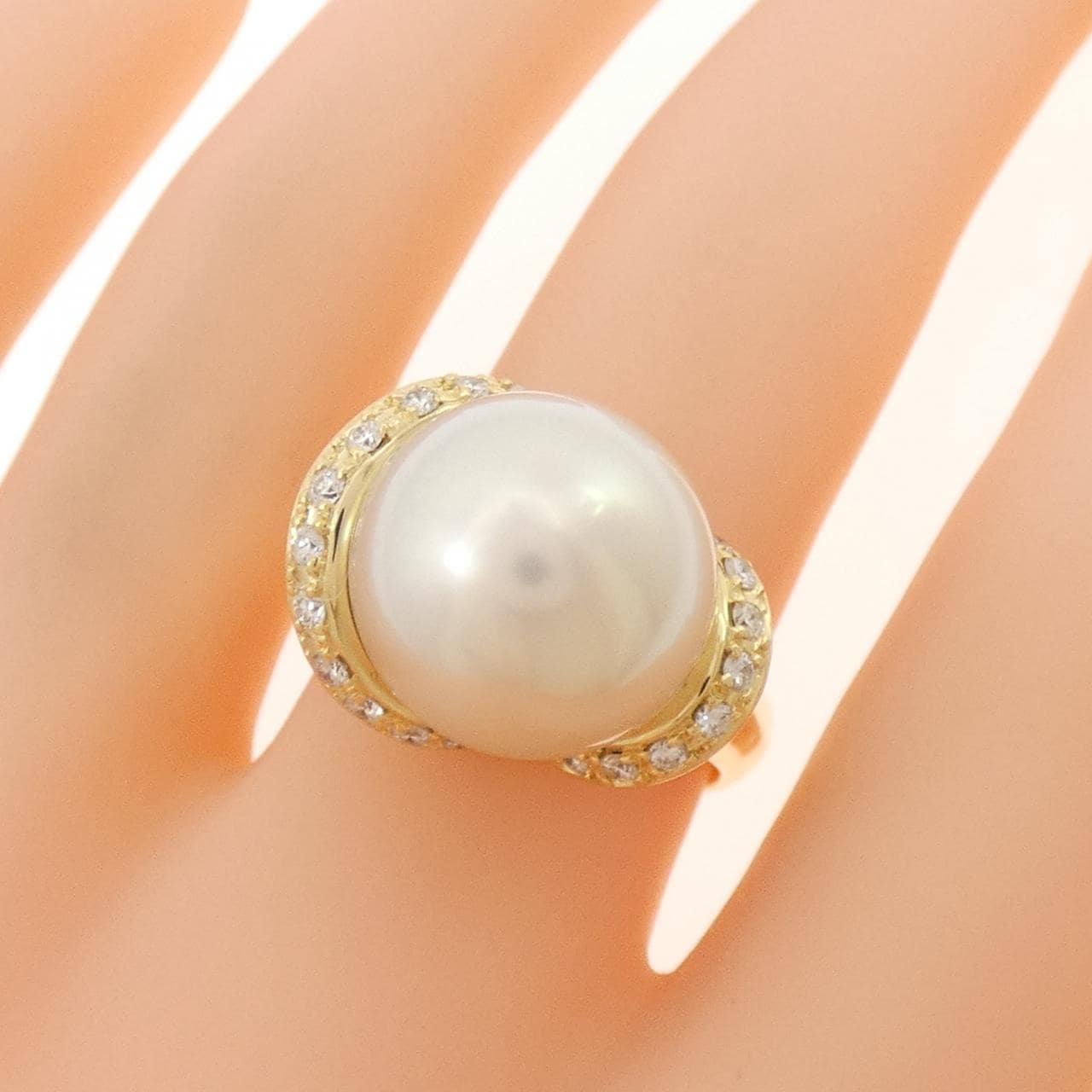 K18YG 白蝶パール リング 13.3mm
