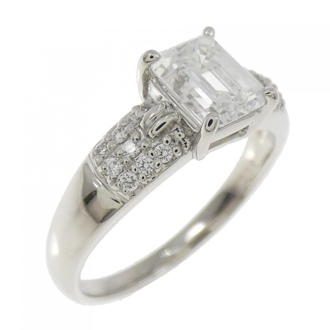 【リメイク】PT900 ダイヤモンド リング 1.140CT E VS1 エメラルドカット