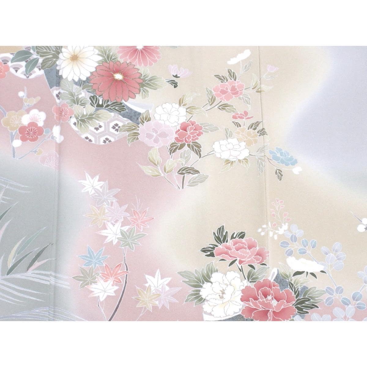 訪問着　友禅金彩加工　刺繍入り　ボカシ染