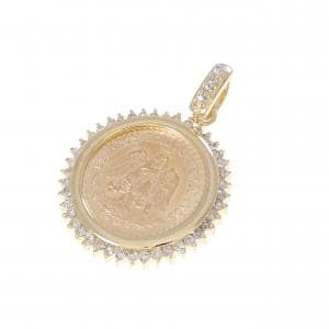 K18YG(枠) ダイヤモンド コイン ペンダント 0.26CT