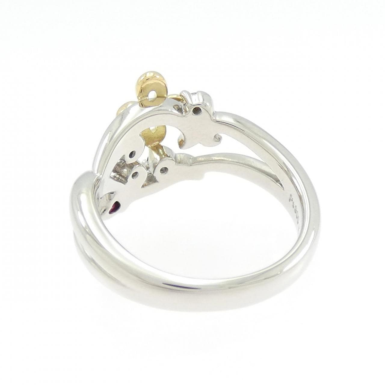 K18YG/PT900 カラーストーン リング