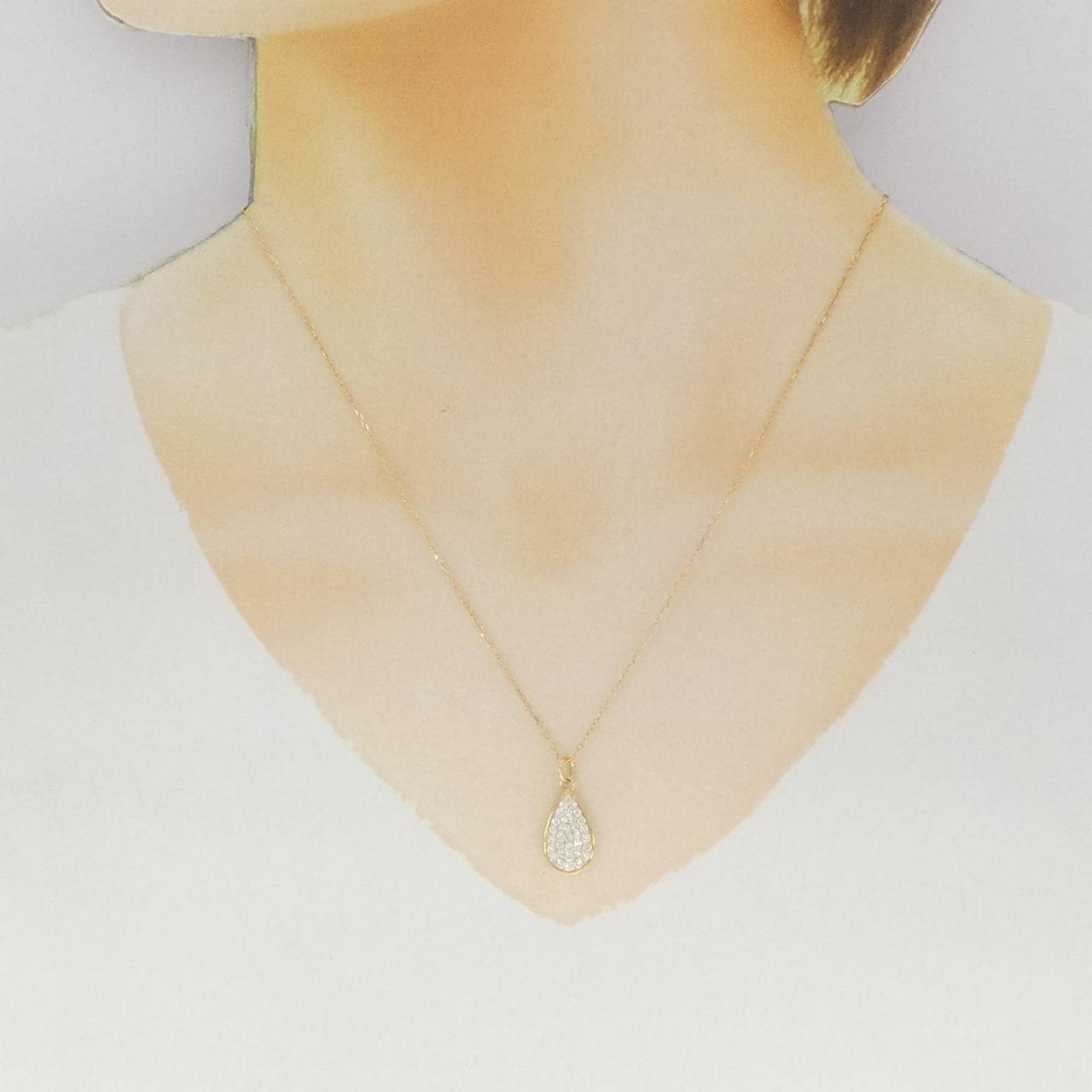 K18YG パヴェ ダイヤモンド ネックレス 0.37CT