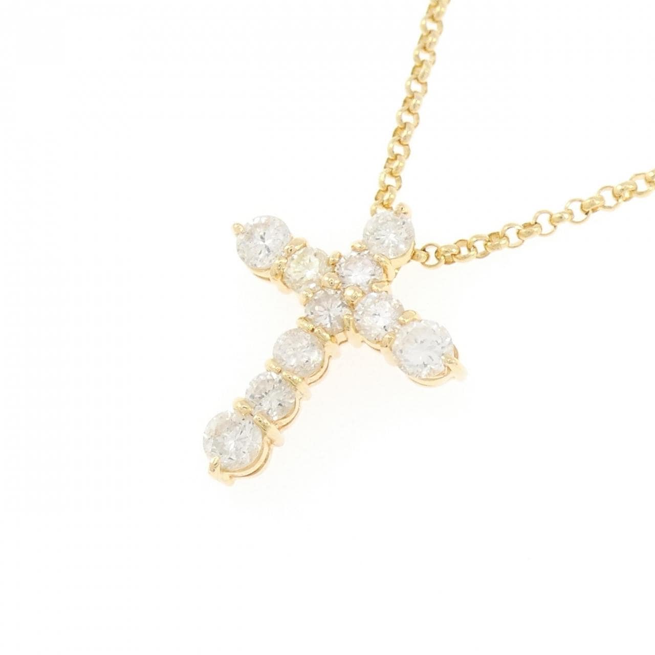 K18YG クロス ダイヤモンド ネックレス 1.00CT