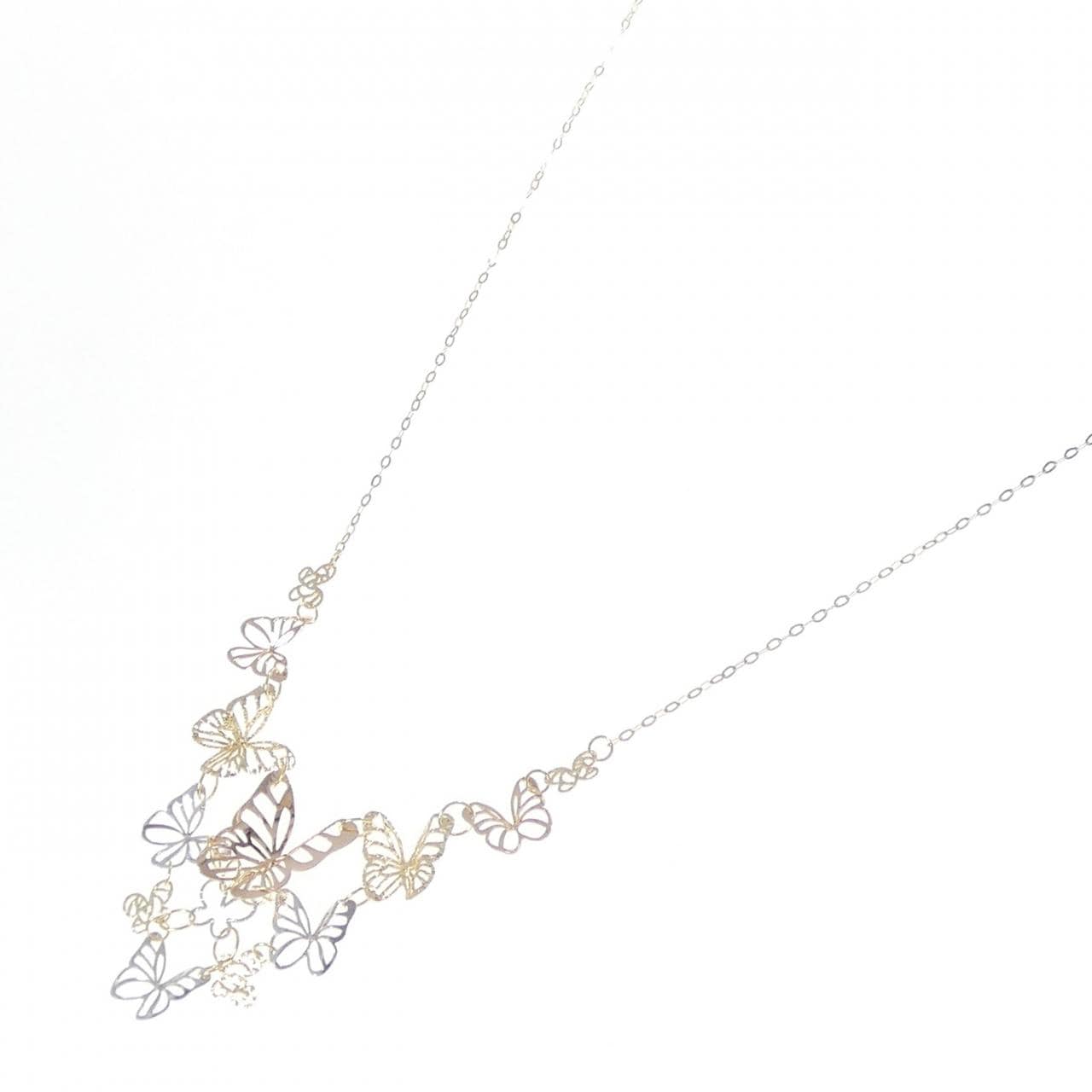 K18スリーカラー バタフライ ネックレス