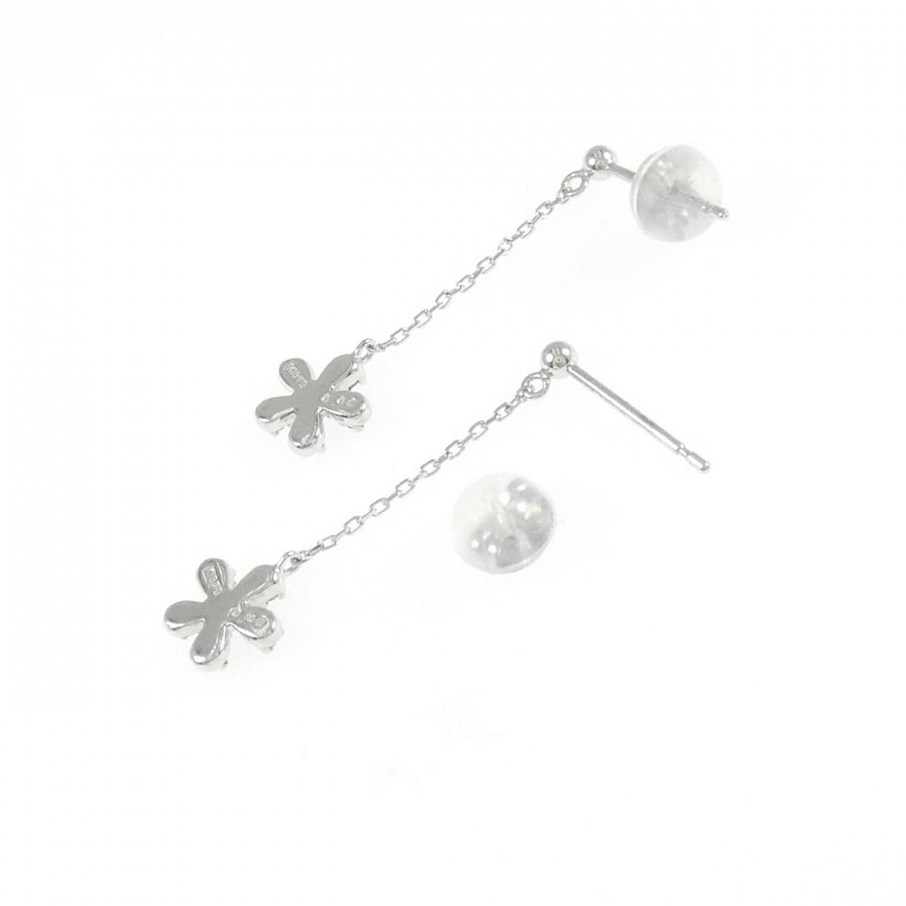 K18WG フラワー ダイヤモンド ピアス 0.12CT