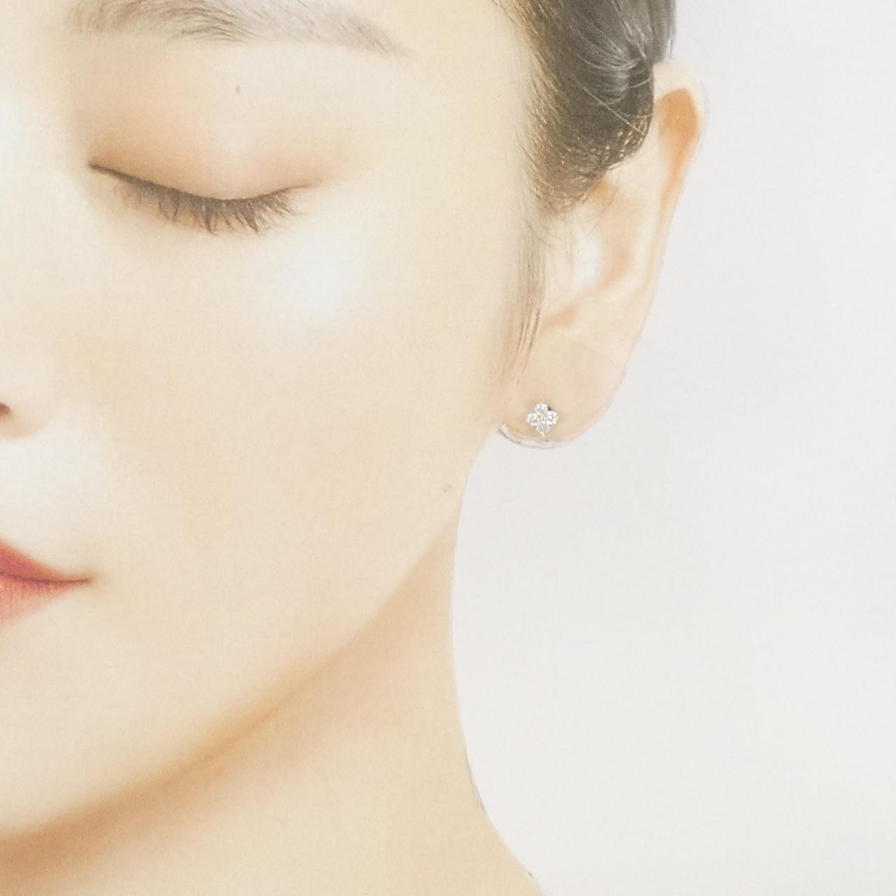 【リメイク】K18YG フラワー ダイヤモンド ピアス 0.30CT