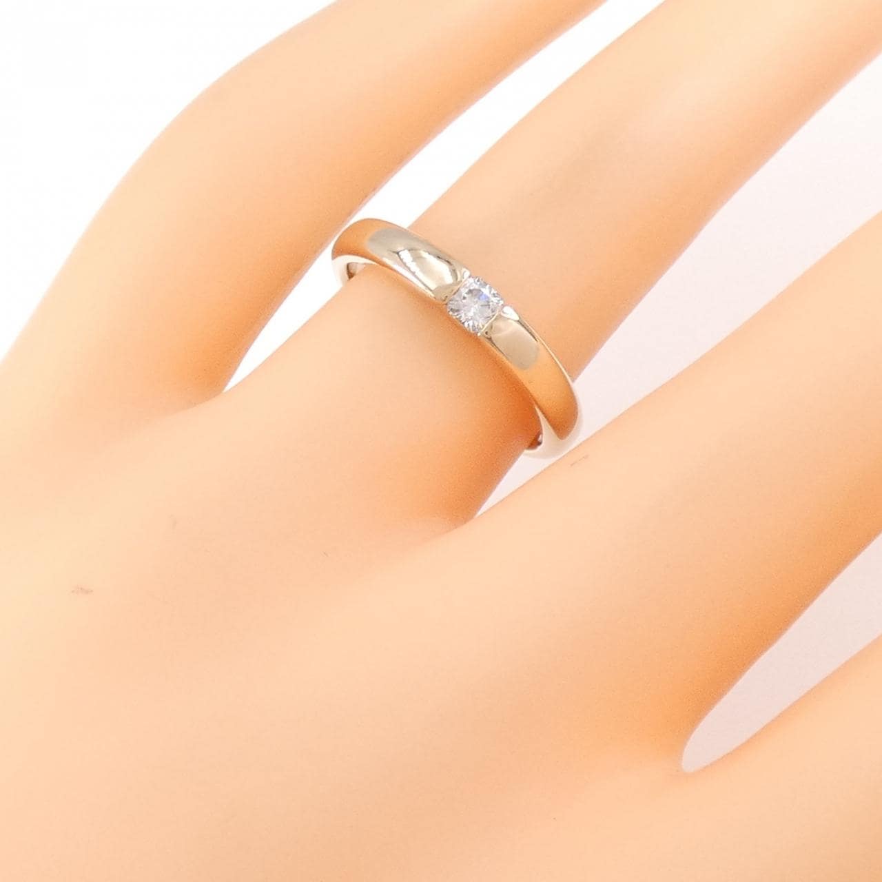 K18PG ソリティア ダイヤモンド リング 0.14CT