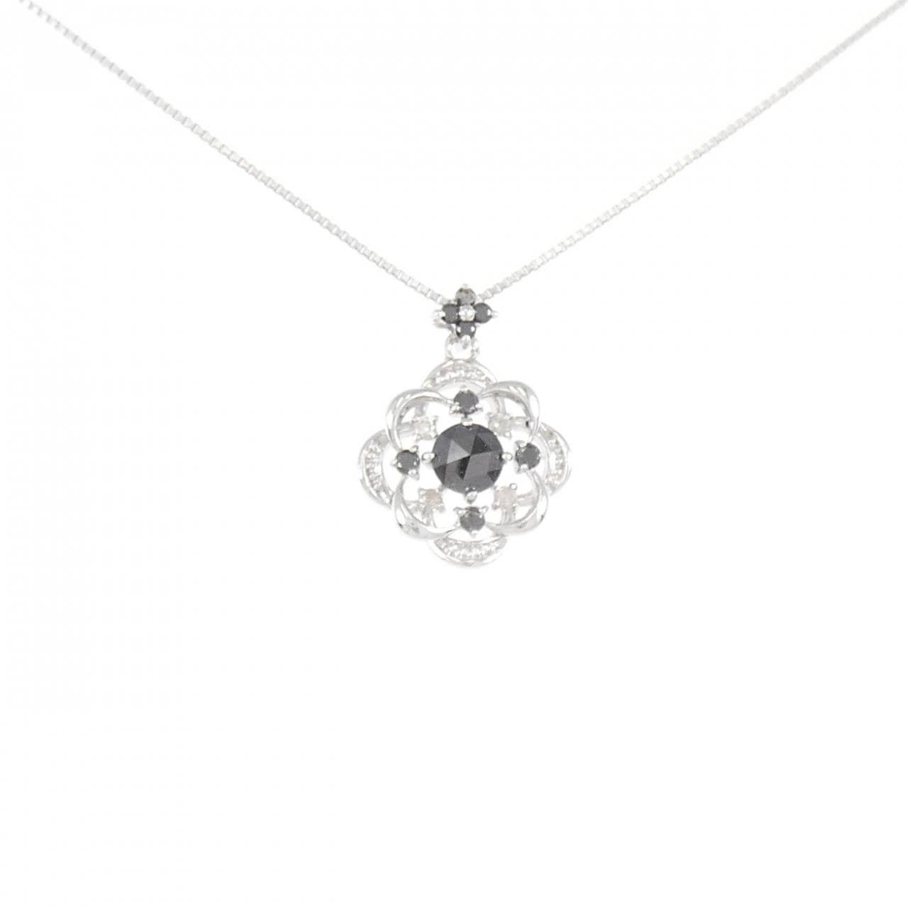 K18WG/K10WG フラワー ダイヤモンド ネックレス 0.20CT