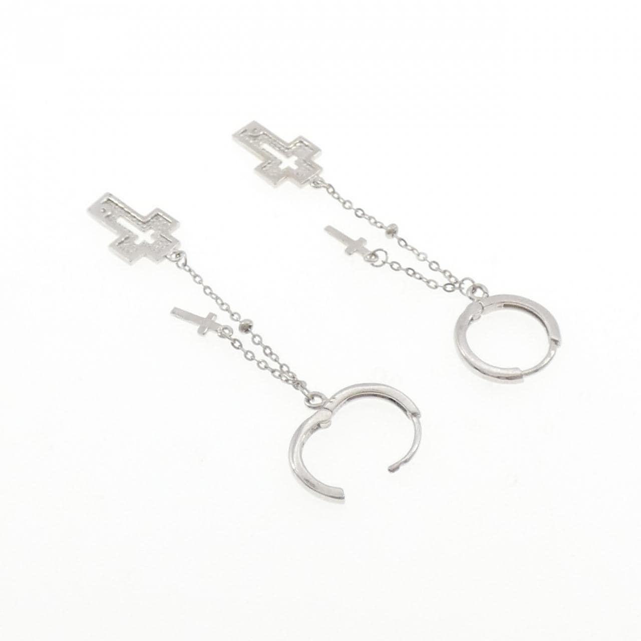 K14WG クロス ホワイトサファイヤ ピアス