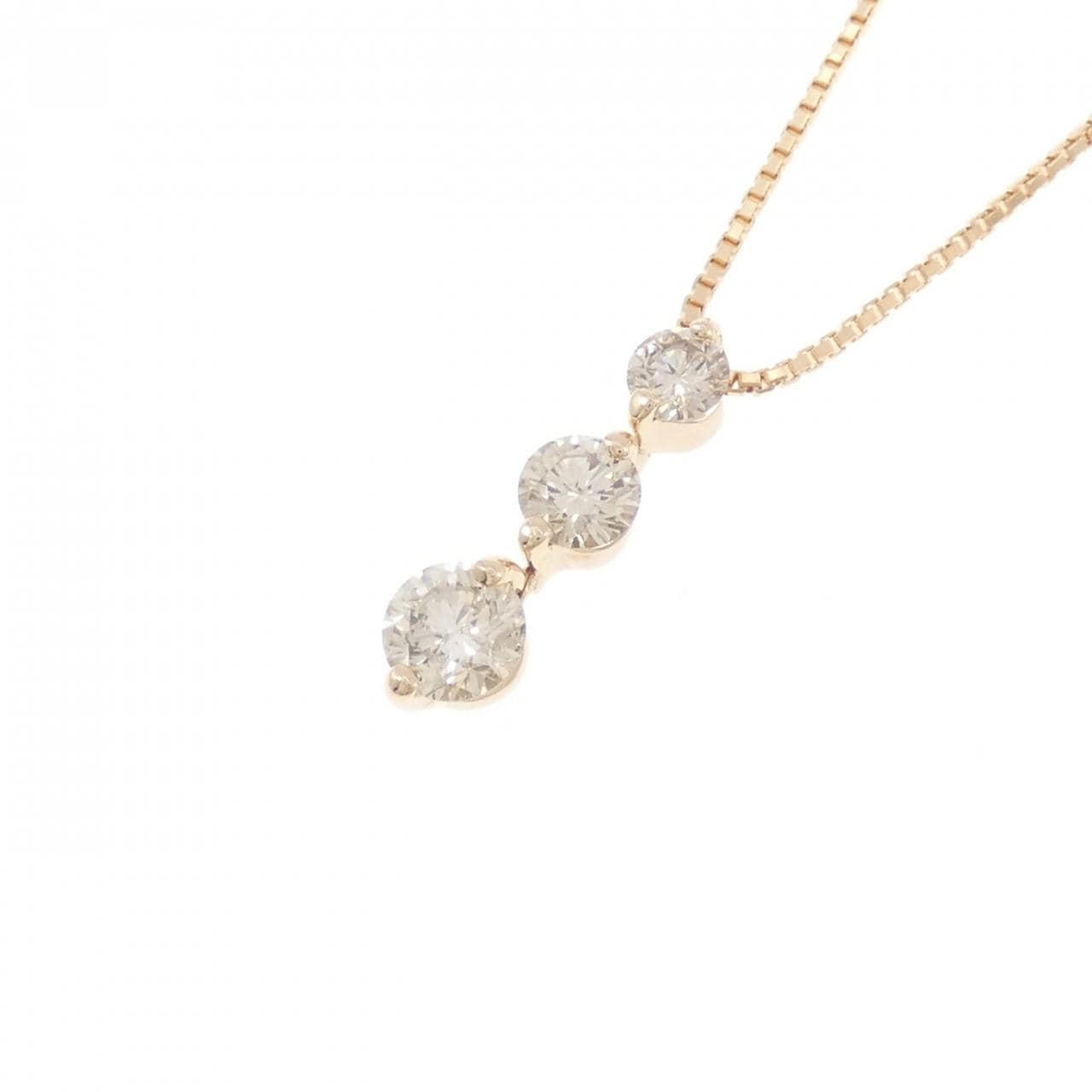K18PG スリーストーン ダイヤモンド ネックレス 1.00CT