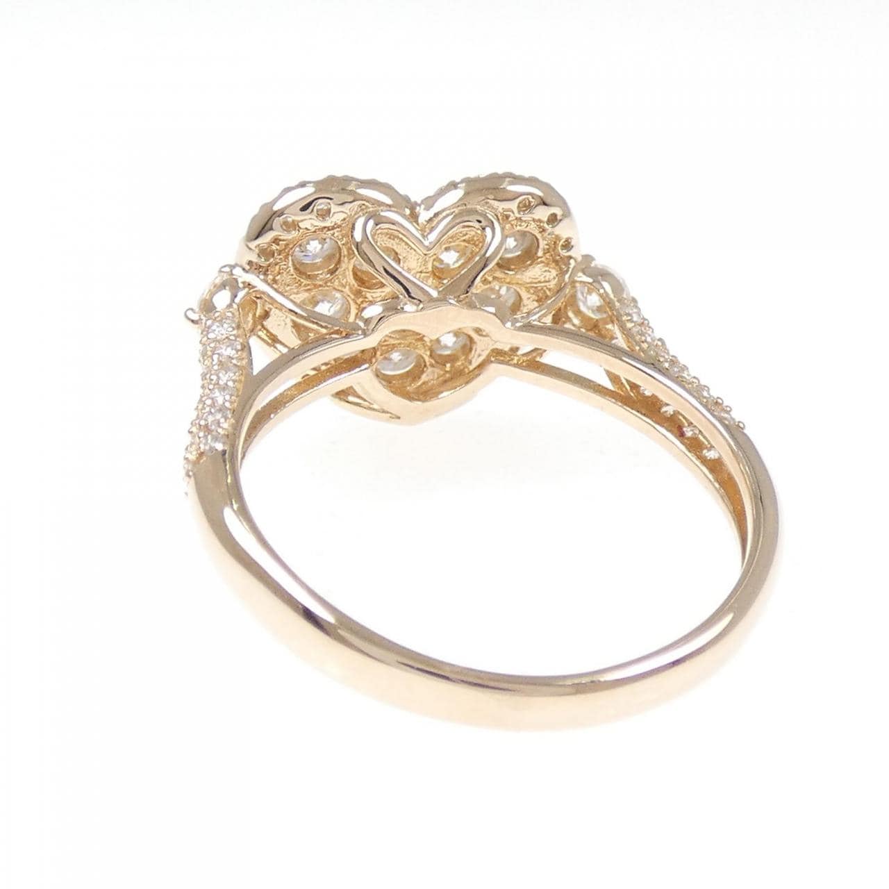 K18PG ハート パヴェ ダイヤモンド リング 1.00CT