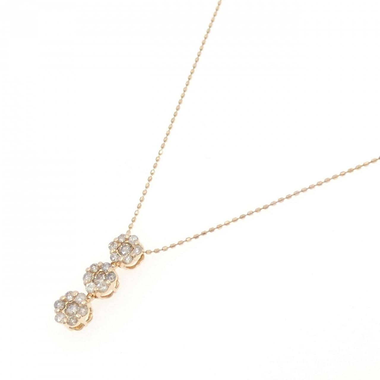 K14PG フラワー ダイヤモンド ネックレス 0.50CT