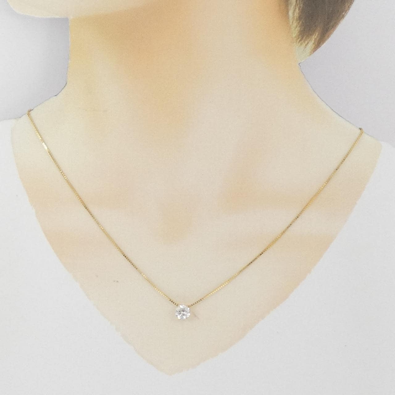 18K Yellow Gold Solitaire Diamond Necklace 1.018CT