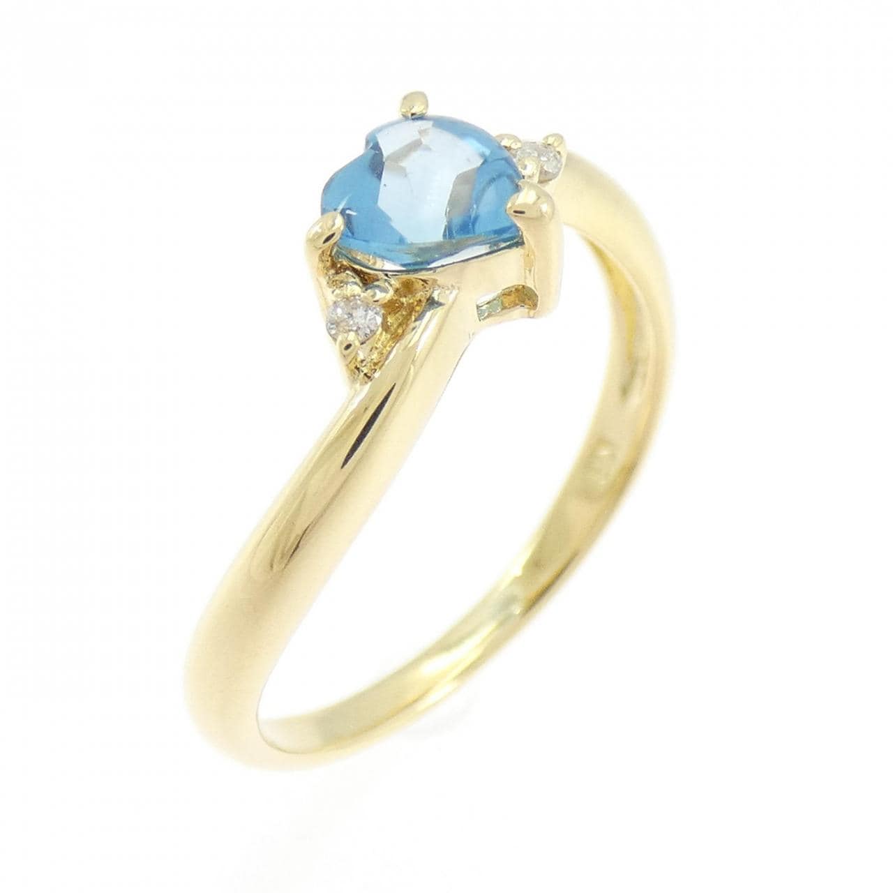 K18YG ハート ブルートパーズ リング