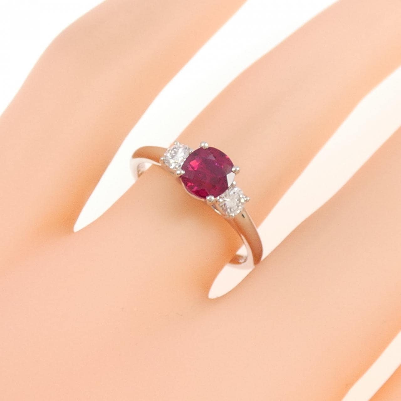 PT900 Ruby Ring, 1.025 CT, Burmese