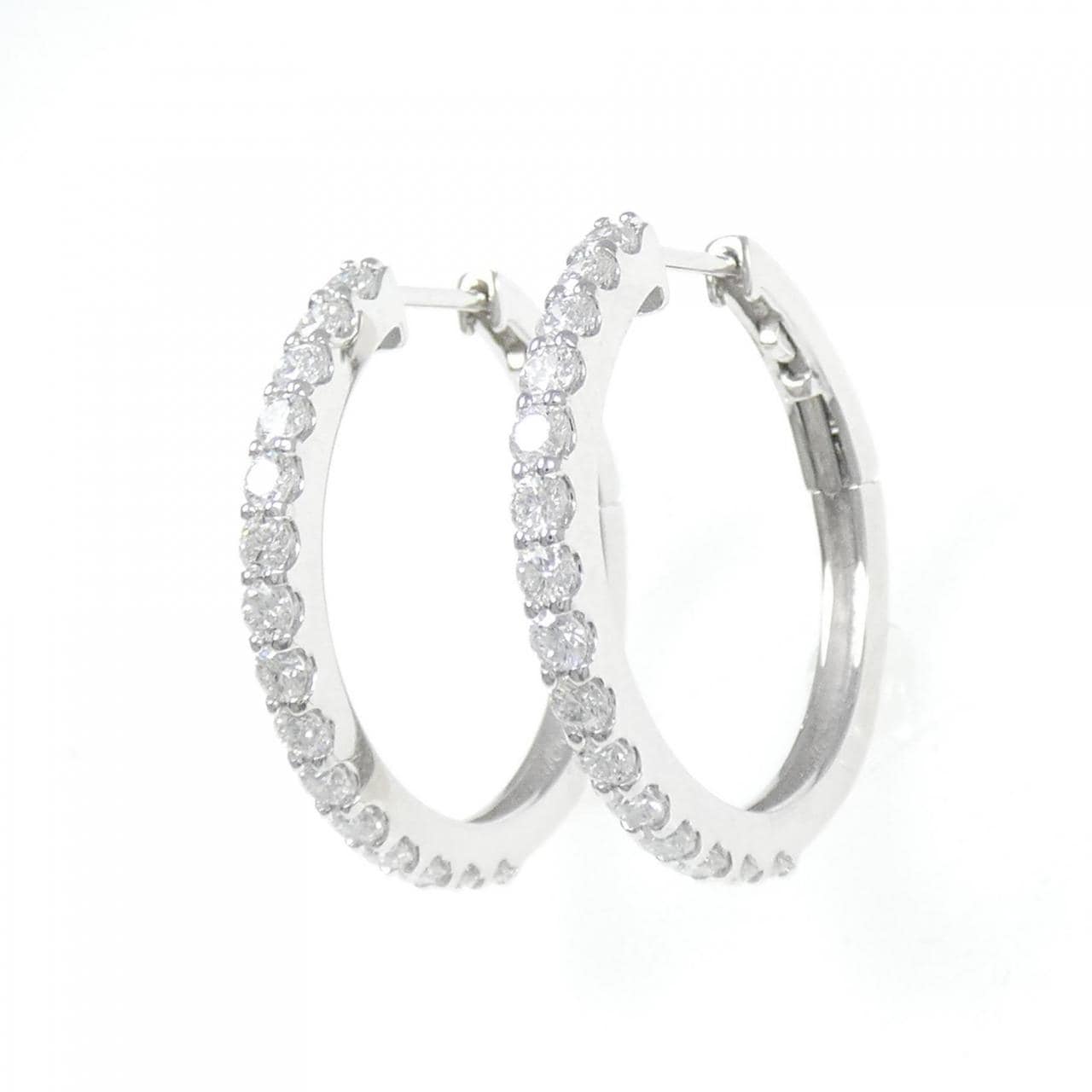 【新品】PT900 フープ ダイヤモンド ピアス 0.808CT