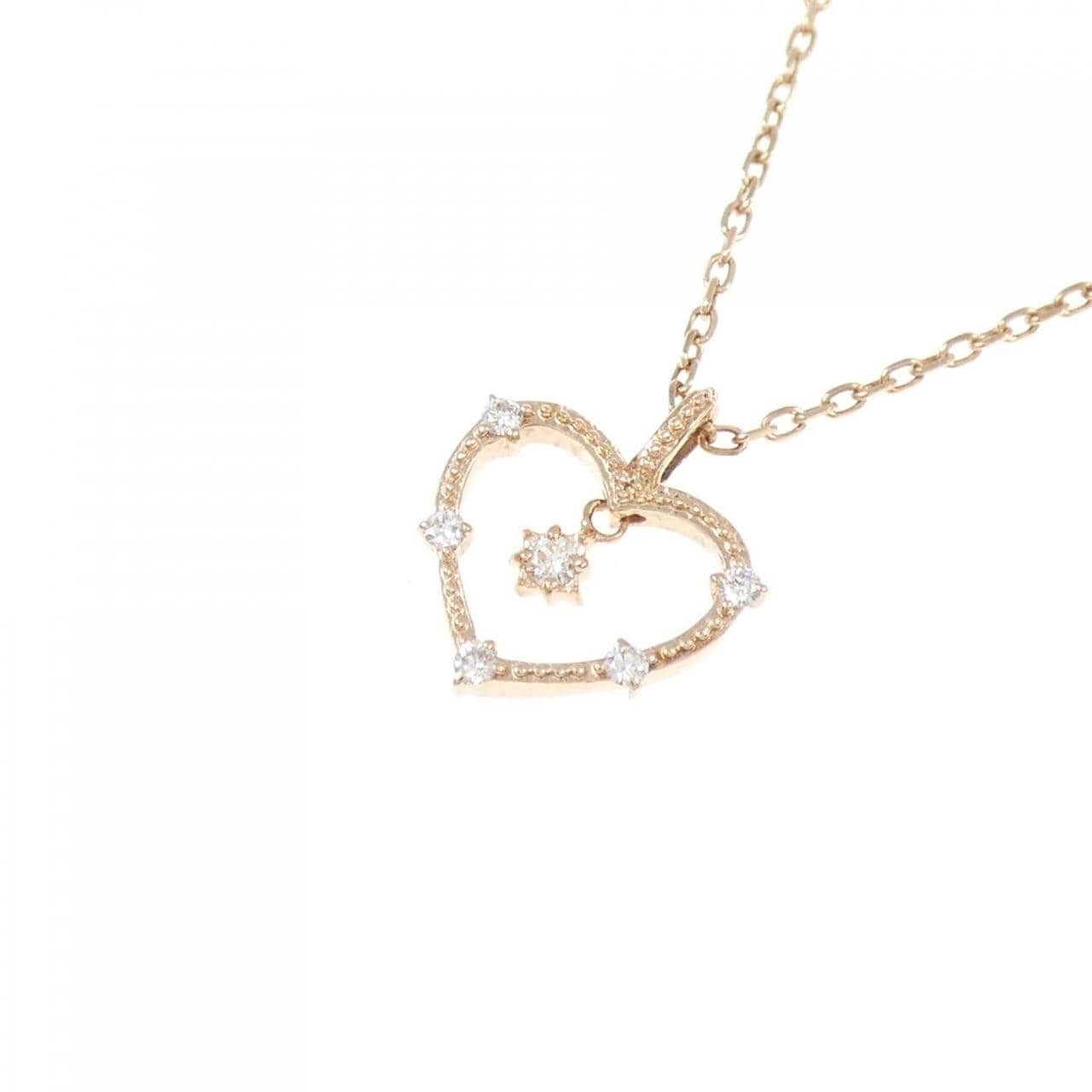 K10PG ハート ダイヤモンド ネックレス 0.04CT